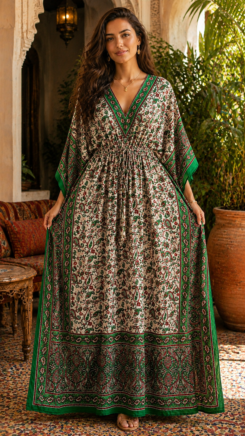 Emerald Garden Printed Kaftan