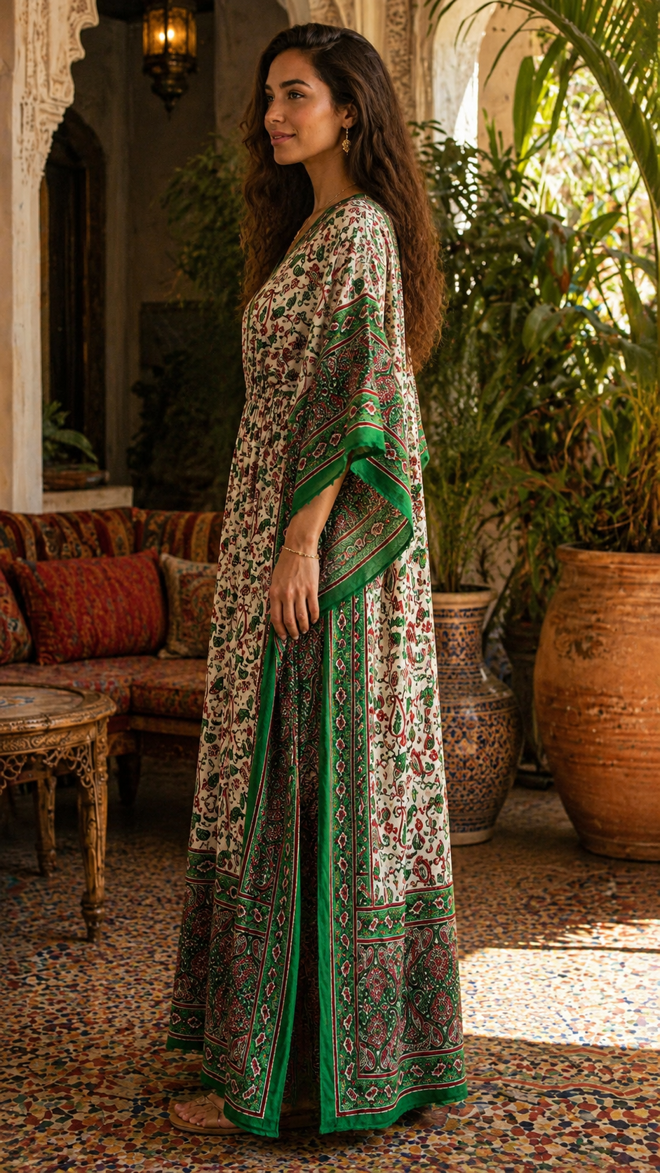 Emerald Garden Printed Kaftan - Image 3
